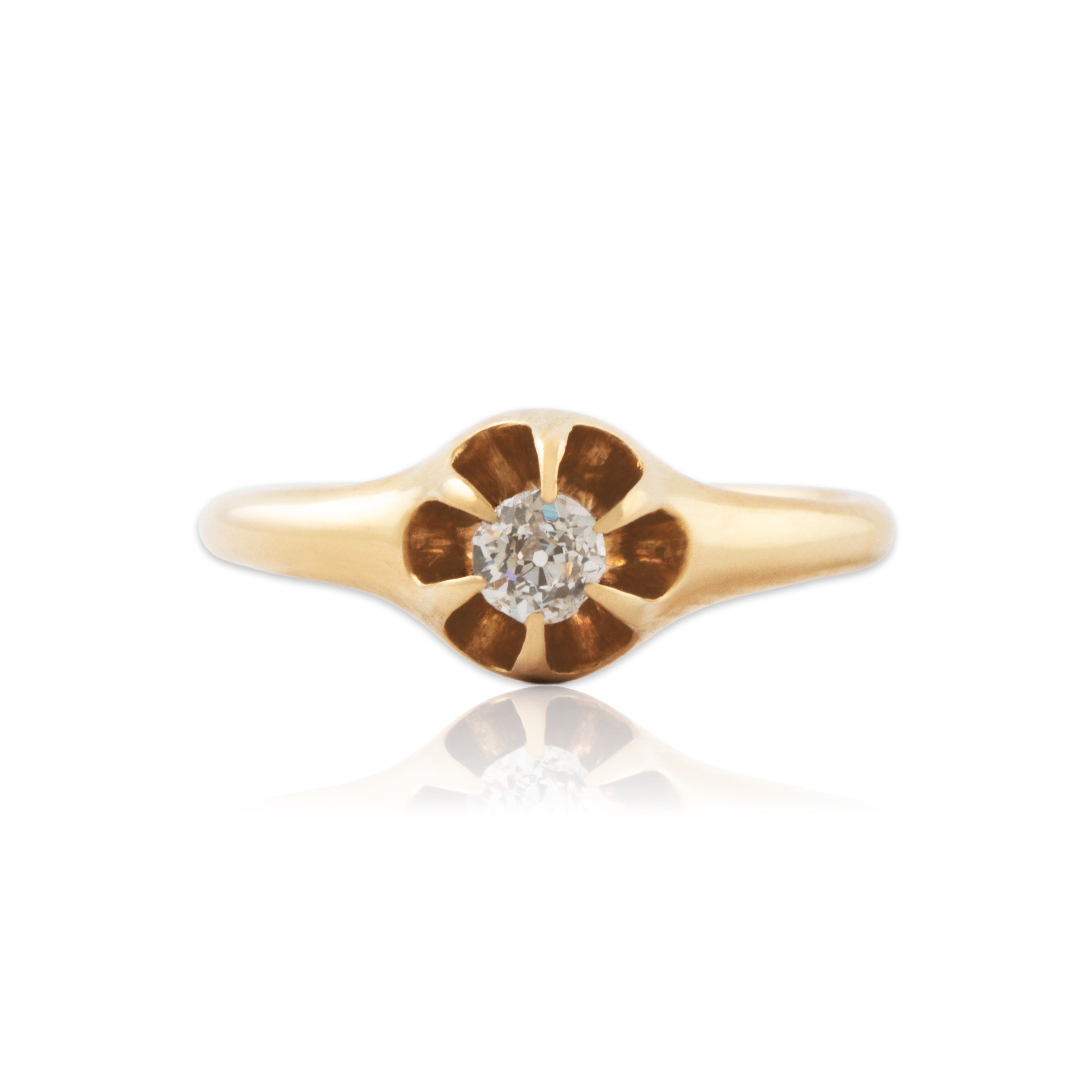 Antique 14k Yellow Gold Old Mine Diamond Buttercup Setting Ring 5.25、mySite、hinf8tx79