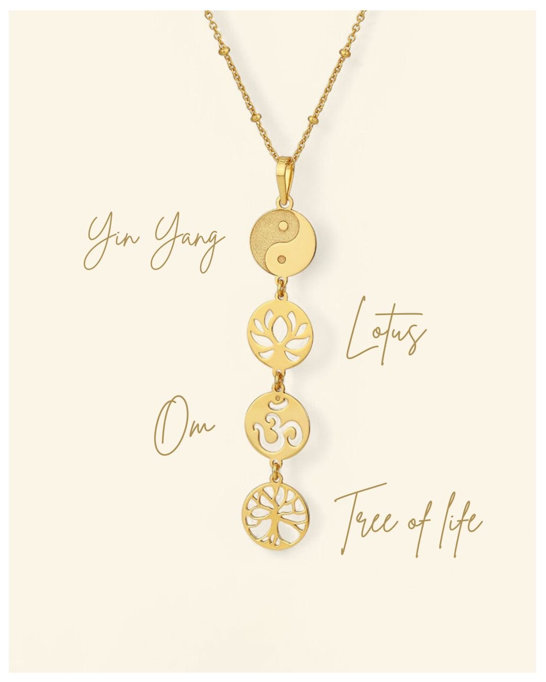 Gold Plated Lotus, Yin Yang, Tree of Life, Om Neckalce、mySite、topwebapps
