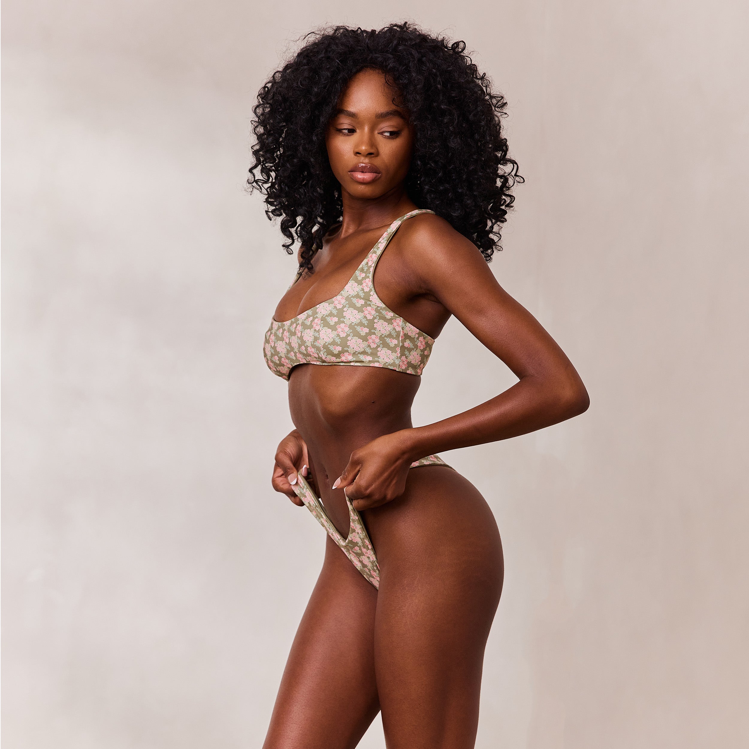 Reversible Plunge Bikini Top - Green/Floral、mySite、bengalsvssteelers