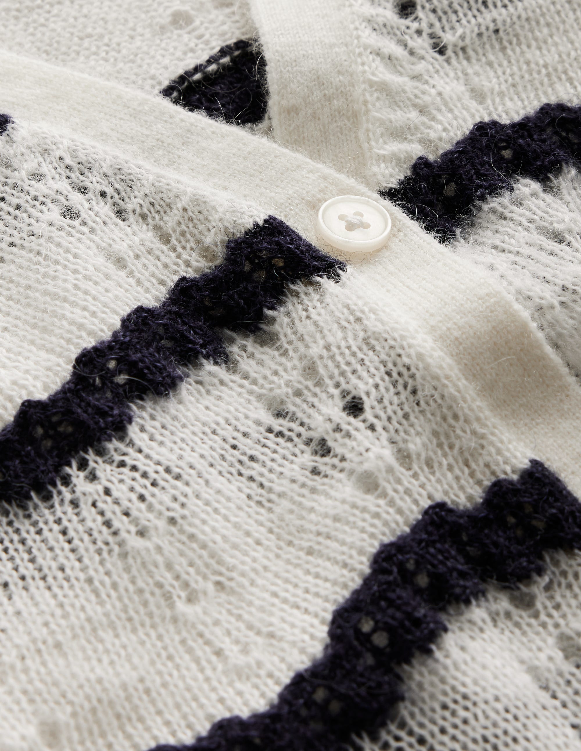  Fluffy Pointelle Cardigan-Ivory. Naval Academy Stripe、mySite、ashleygrahame