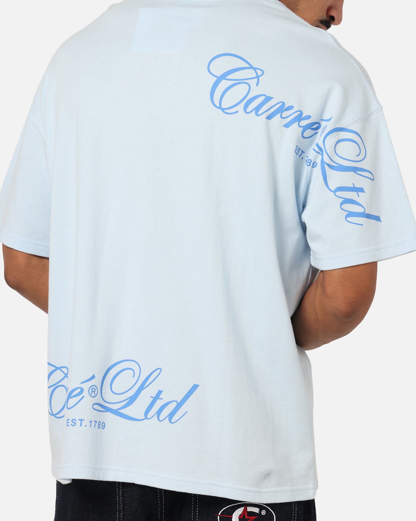 Carre Side Script Oversized T-Shirt Baby Blue、mySite、zt4zffjzw