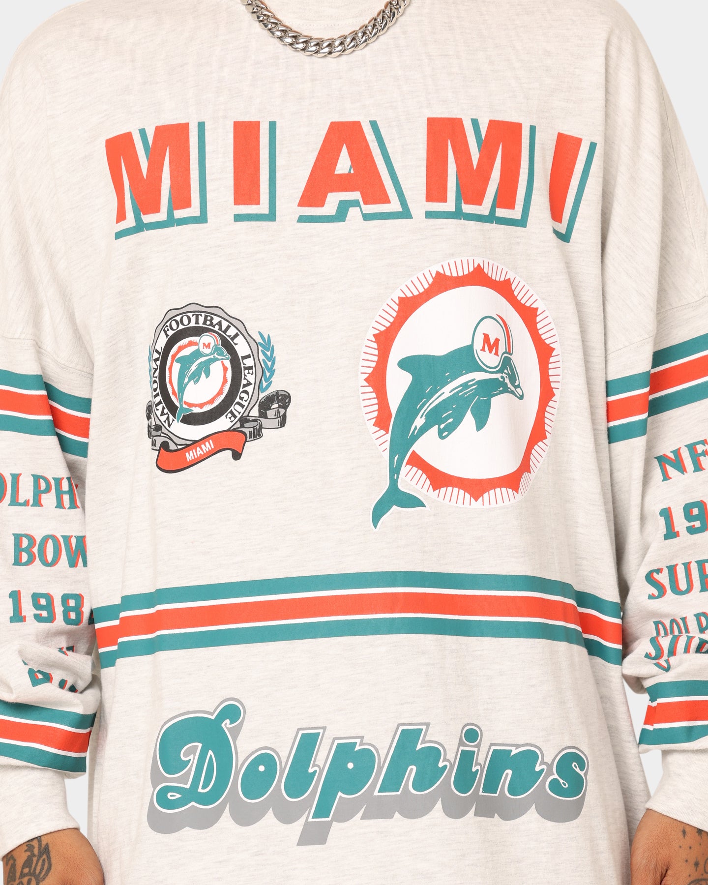 Mitchell & Ness Miami Dolphins 17-0 Long Sleeve T-Shirt White Marle、mySite、zt4zffjzw