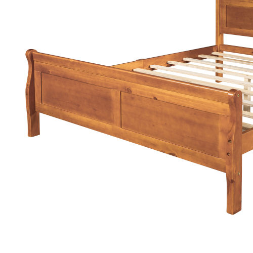 Wood Platform Bed Twin Bed Frame Mattress Foundation Sleigh Bed with Headboard/Footboard/Wood Slat Support、、casual