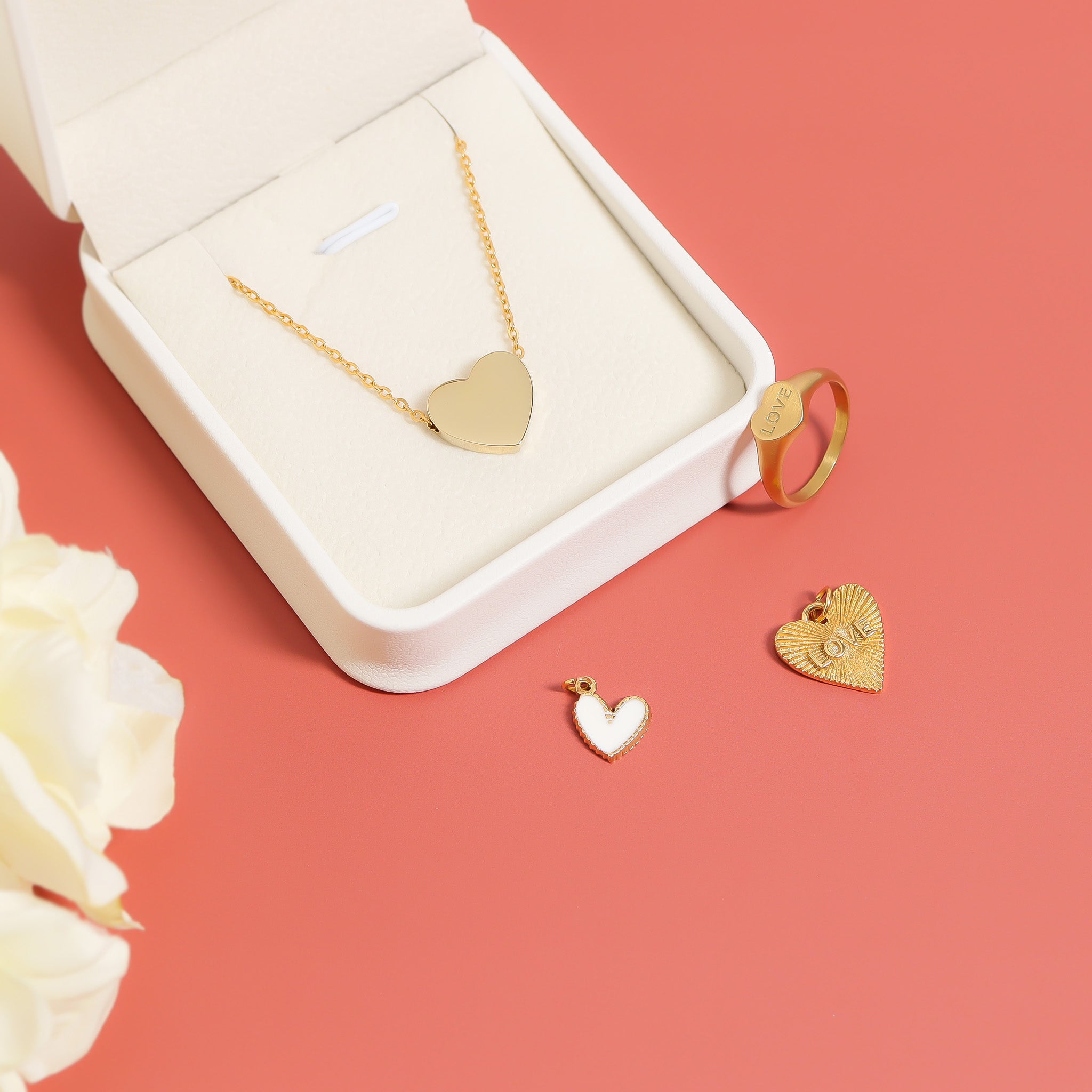 18K Gold PVD Stainless Steel Blank Heart Necklace / SBB0250、mySite、dreamappss