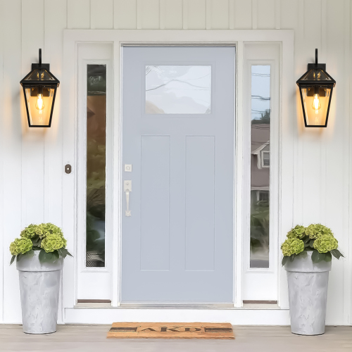 10" 2pcs Outdoor Wall Lanterns, Black Finish Weatherproof Wall Sconce with Clear Glass Panels, Vintage Exterior Light Fixtures for Porch, Patio, Garage, and Entryway (Bulb Not Included)、、eastwooduniform