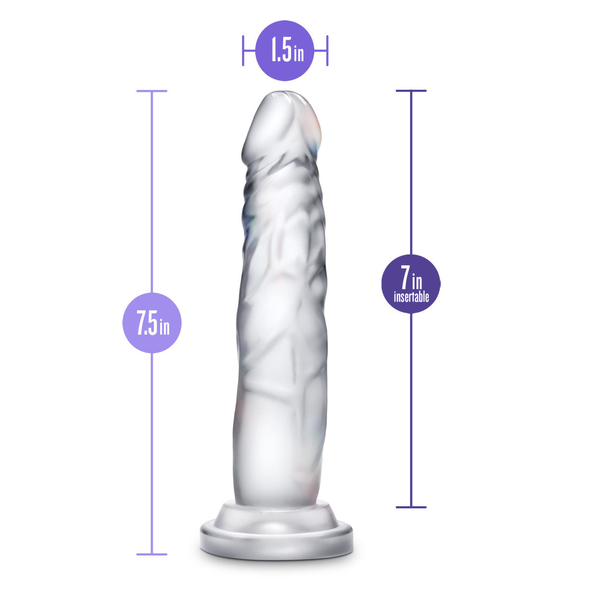 B Yours Diamond By Blush® | Crystal Realistic Clear 7.5-Inch Long Dildo With Suction Cup Base、mySite、bottomscart