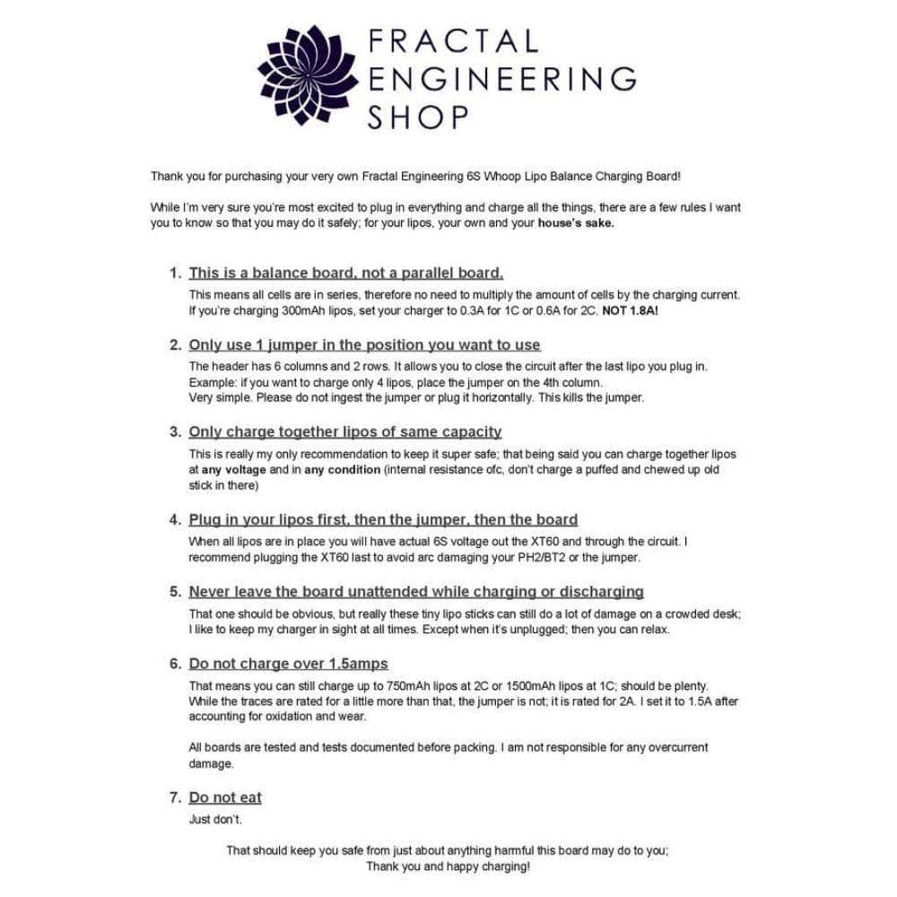  Whoop Juice Fractal Engineering - 6s Balance Charging Whoop Board - BT2/PH2、mySite、merchandisen