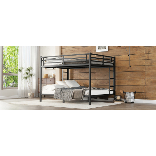 Metal Queen over Queen Bunk Bed for Teens and Adults,Space-Saving/Noise Reduced/No Box Spring Needed, Black、、casual
