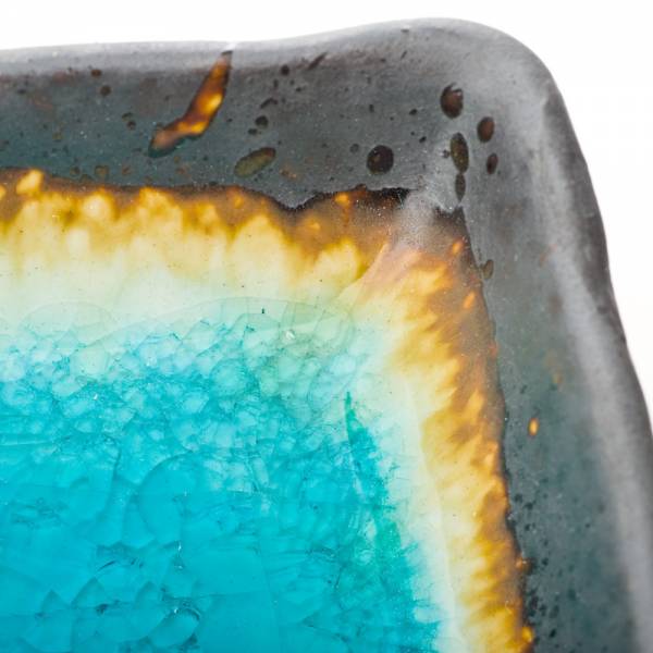 Small Square Blue Crackleglaze Sushi Dish、mySite、topwebapps