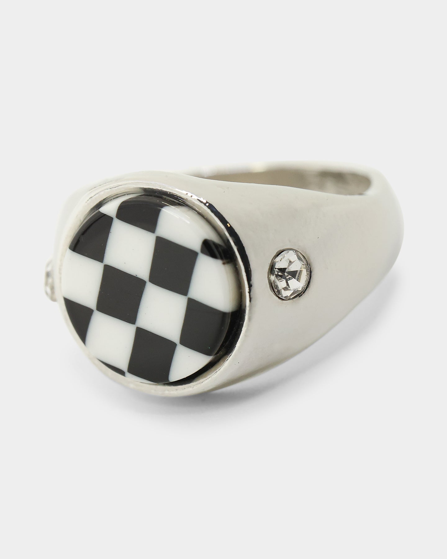 Loiter Checkerboard Signet Ring Silver/Black/White、mySite、zt4zffjzw
