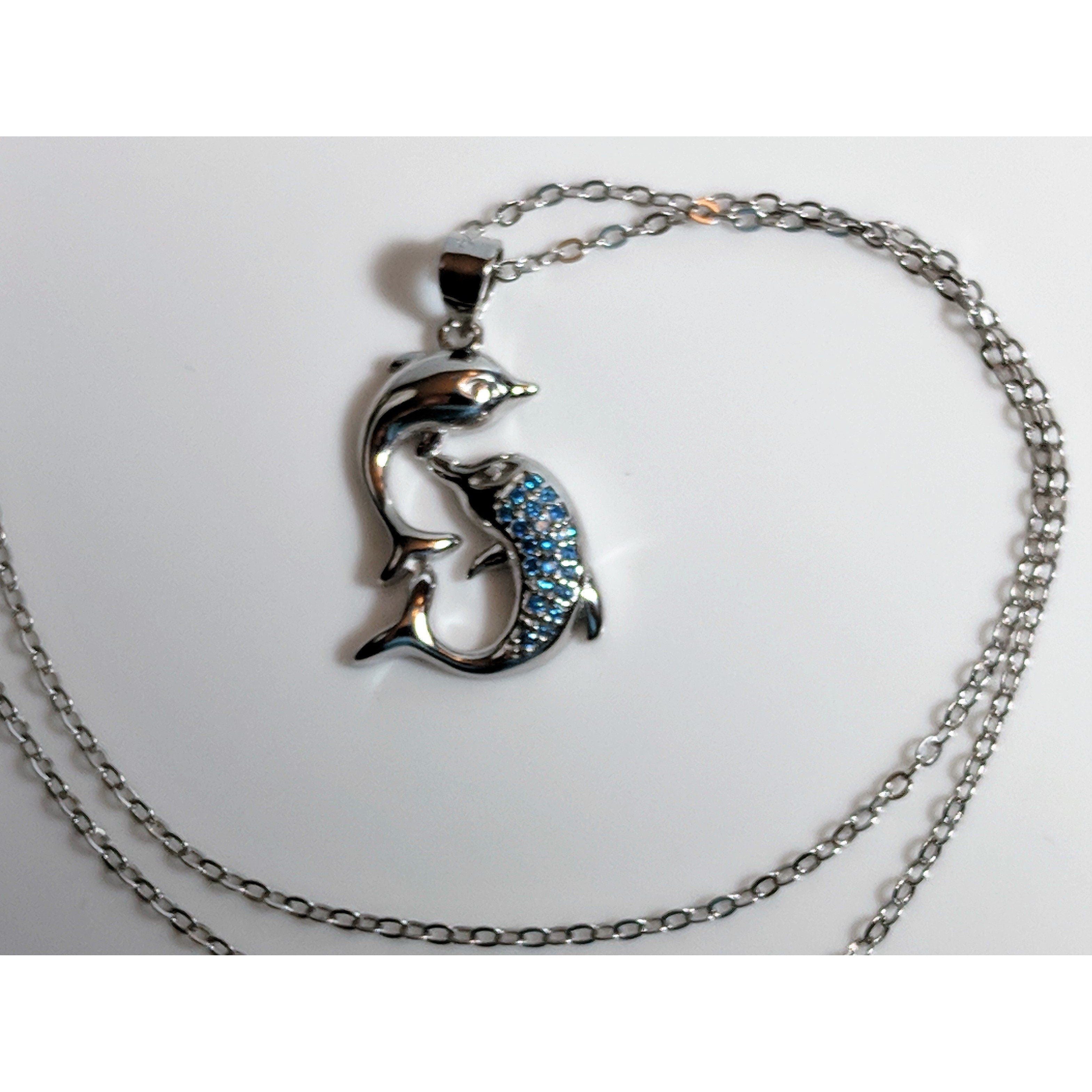 Dolphin Necklaces (4 Styles) in 925 Silver with Blue Cubic Zirconia、mySite、g9winljtr