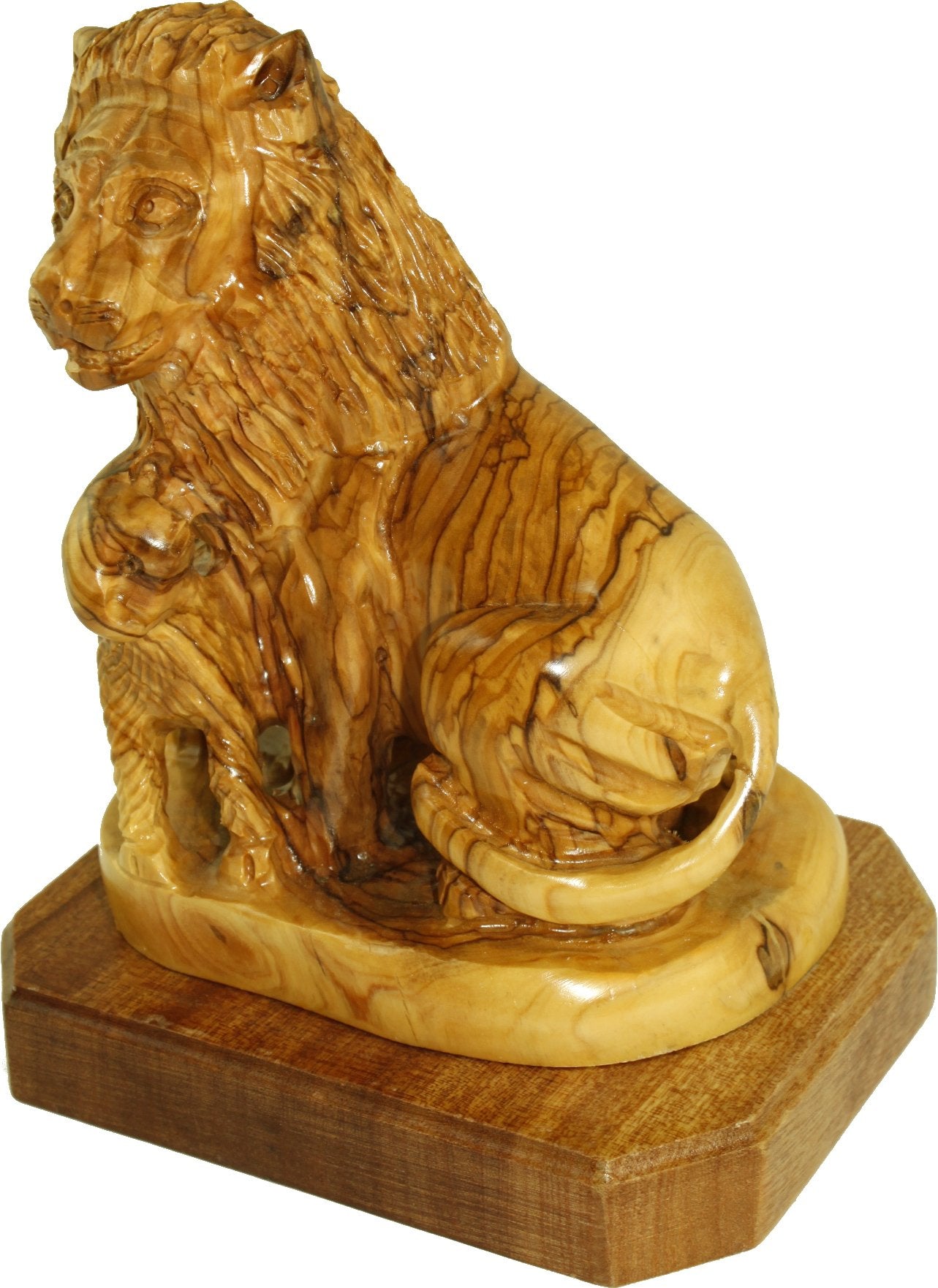  Holy Land Market Lion with Lamb - olive wood figure - one piece, Revelation 5:5-6 (20x16x12 or 8x6.5x5 inches)、mySite、elrpsem3k