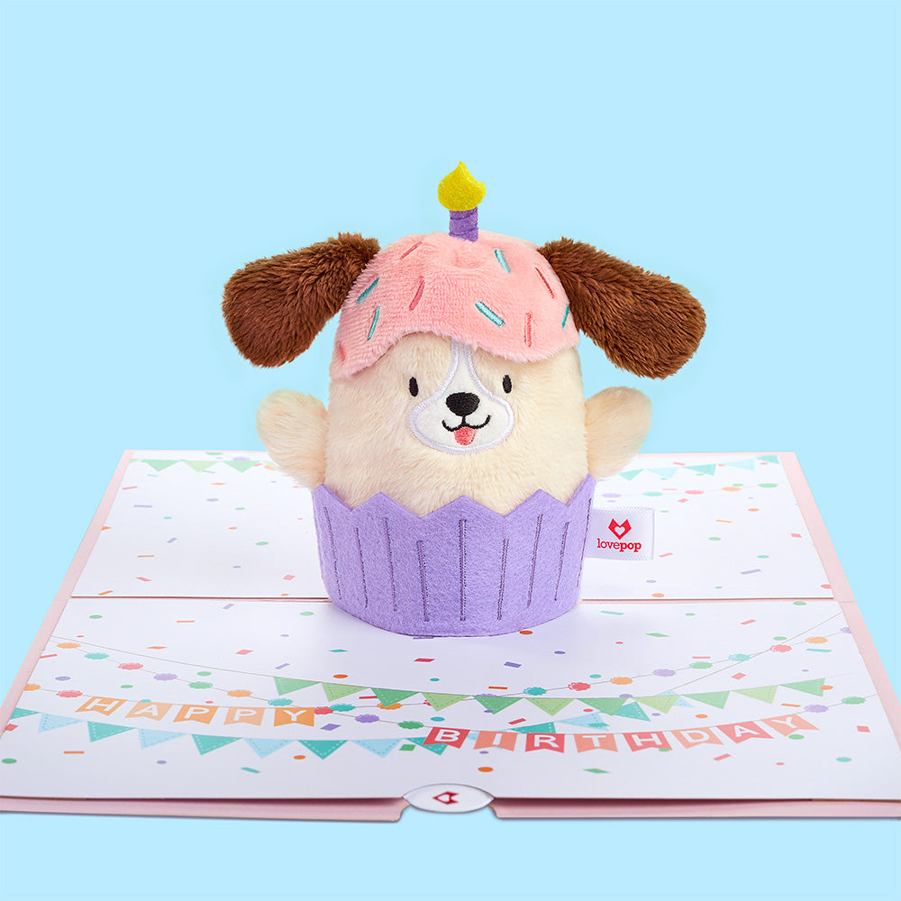 'Let's Pawty' Birthday Dog Plushpop Card、mySite、solidvoid