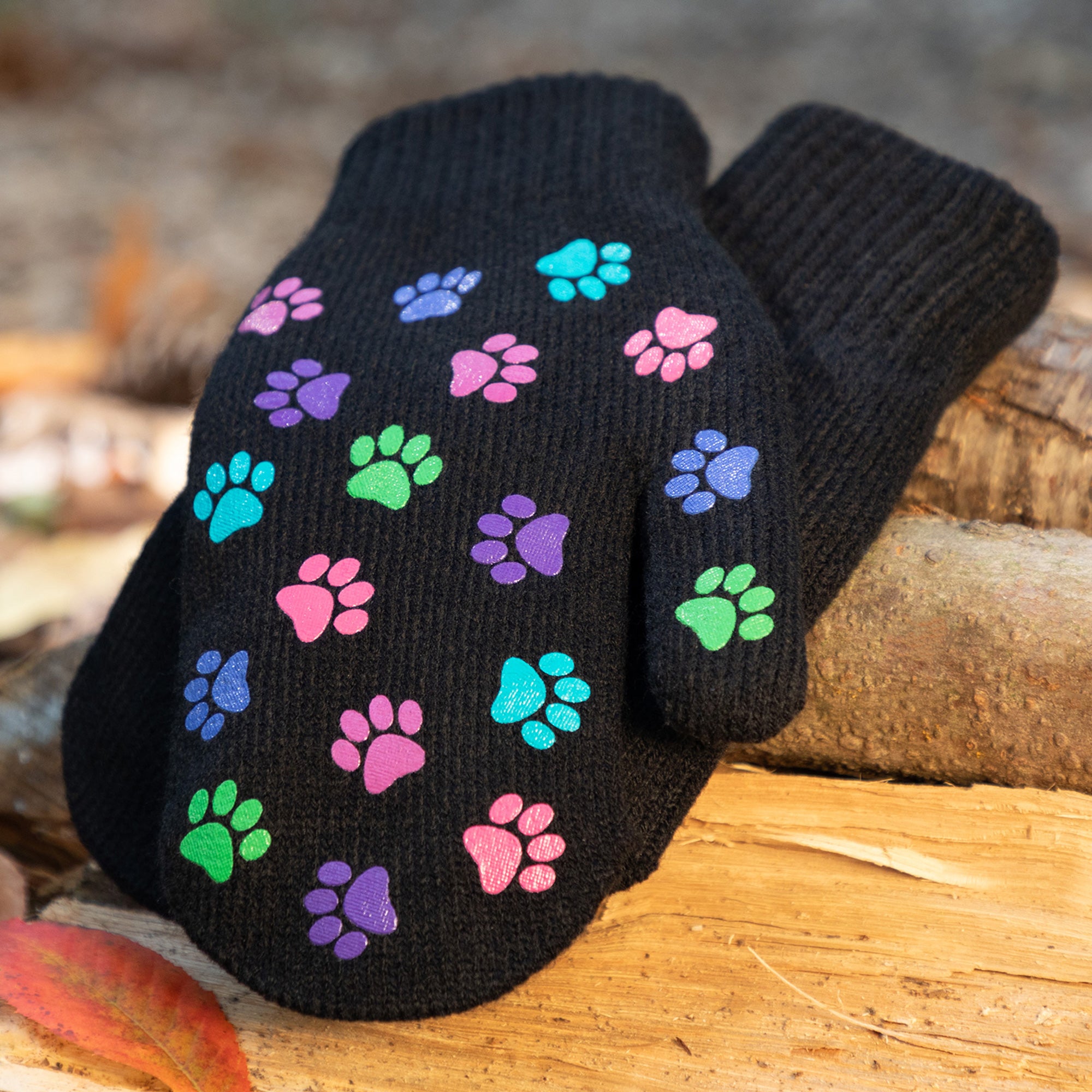 Pretty Paw Print Fleece-Lined Mittens、mySite、camillekostekn