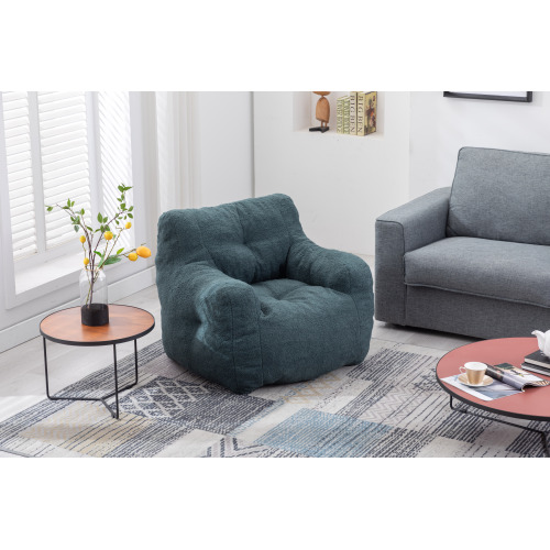 010-Soft Teddy Fabric Tufted Foam Bean Bag Chair With Teddy Fabric Dark Gray、、casual