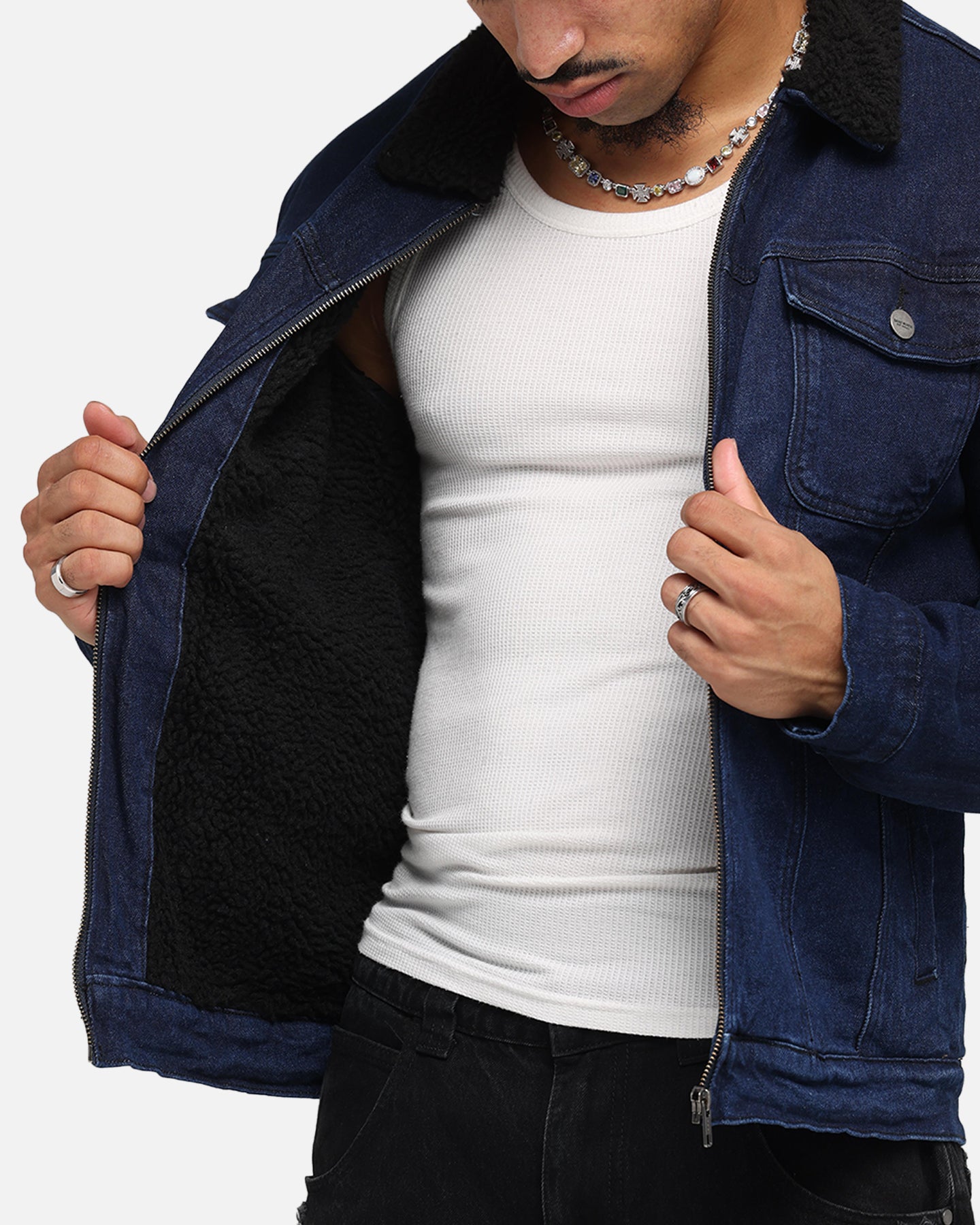 Saint Morta Sherpa Denim Zip Jacket Indigo/Black、mySite、zt4zffjzw