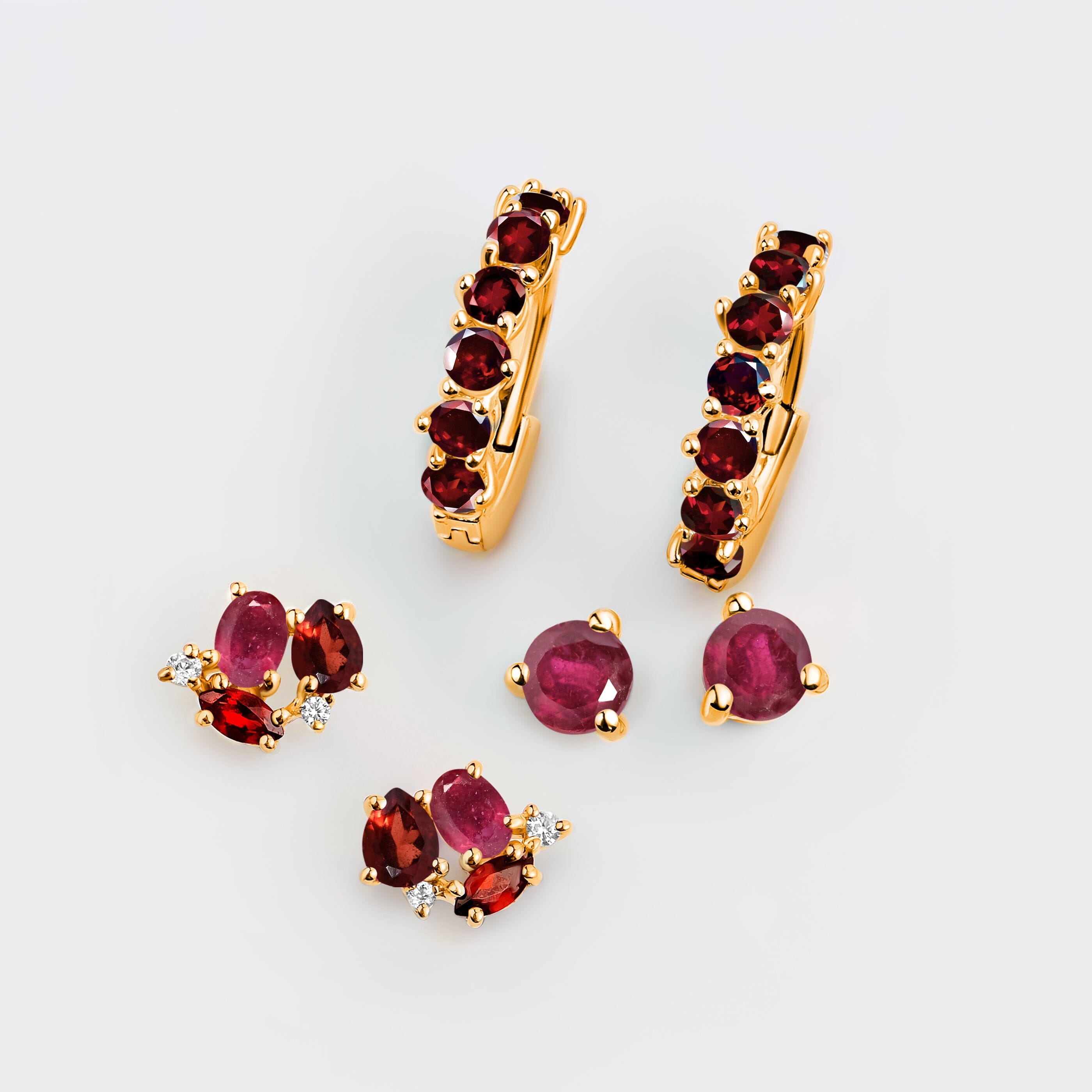 Ruby & Garnet Hoop Earring Set - High Vibe Trio、mySite、hinf8tx79