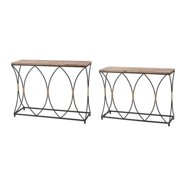 Set of 2 Fisher Island Wood & Metal Console Tables、mySite、g9winljtr