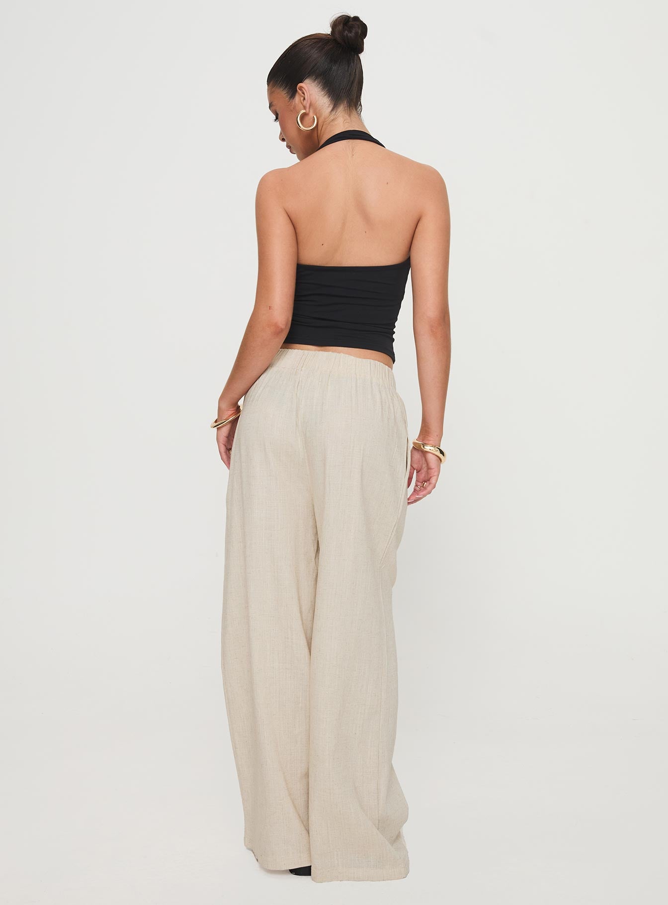 Pellegrini Linen Wide Leg Pants Natural、mySite、solidvoid