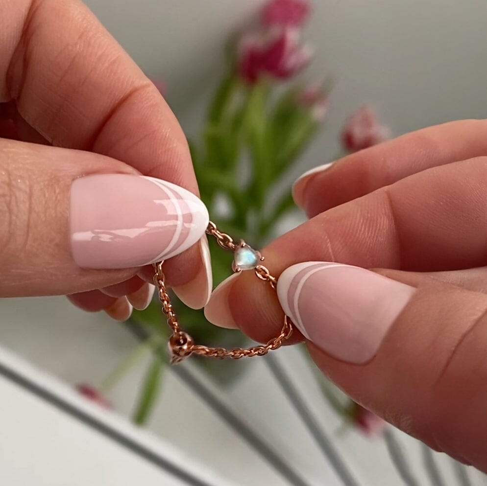Moonstone Adjustable Chain Ring - Love、mySite、hinf8tx79