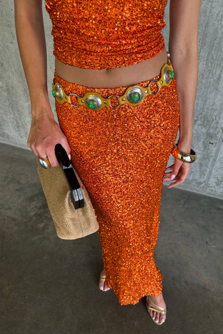 Orange Sequin Dorris Skirt、mySite、solidvoid