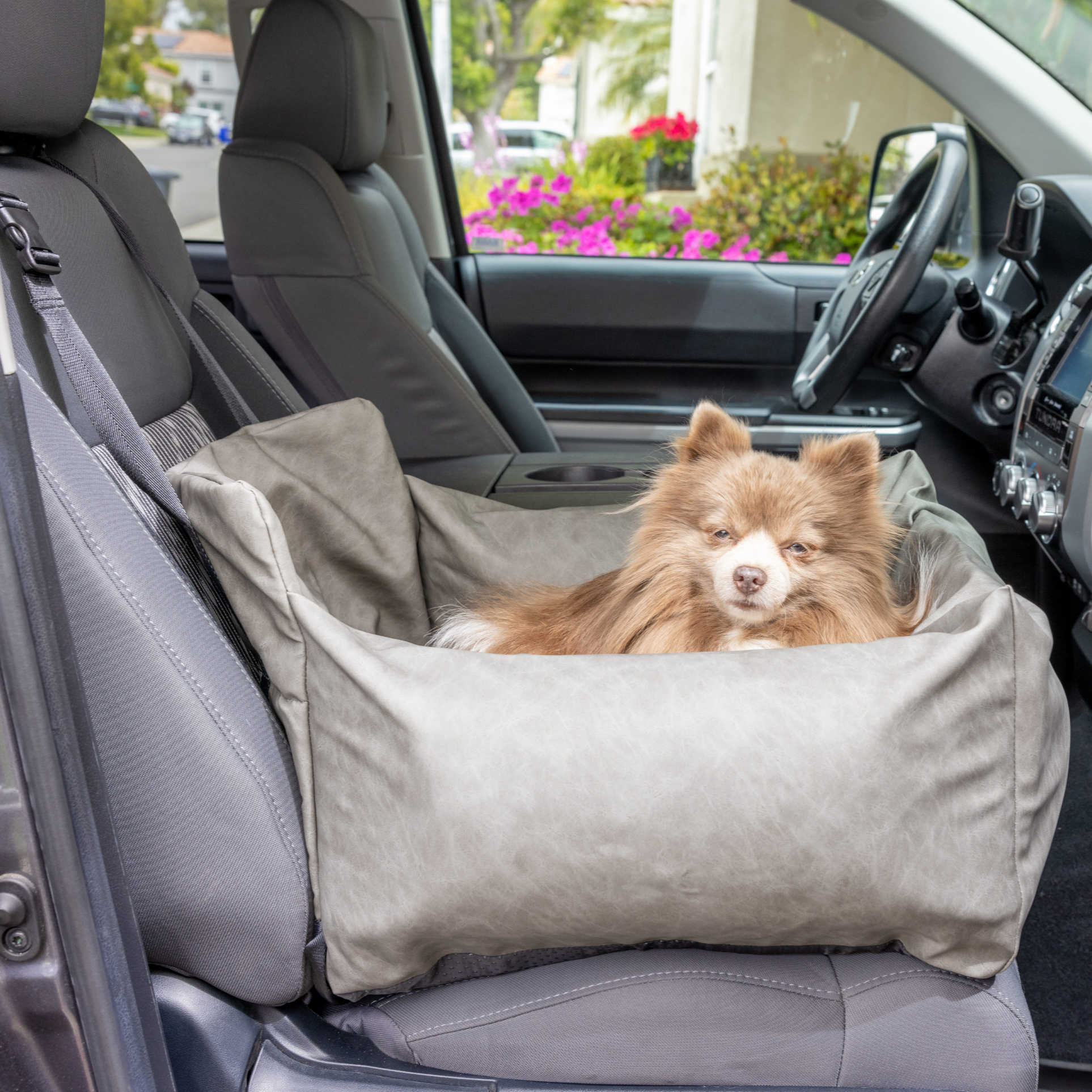 PupProtector™ Faux Leather Memory Foam Dog Car Bed - Slate Gray、mySite、solidvoid