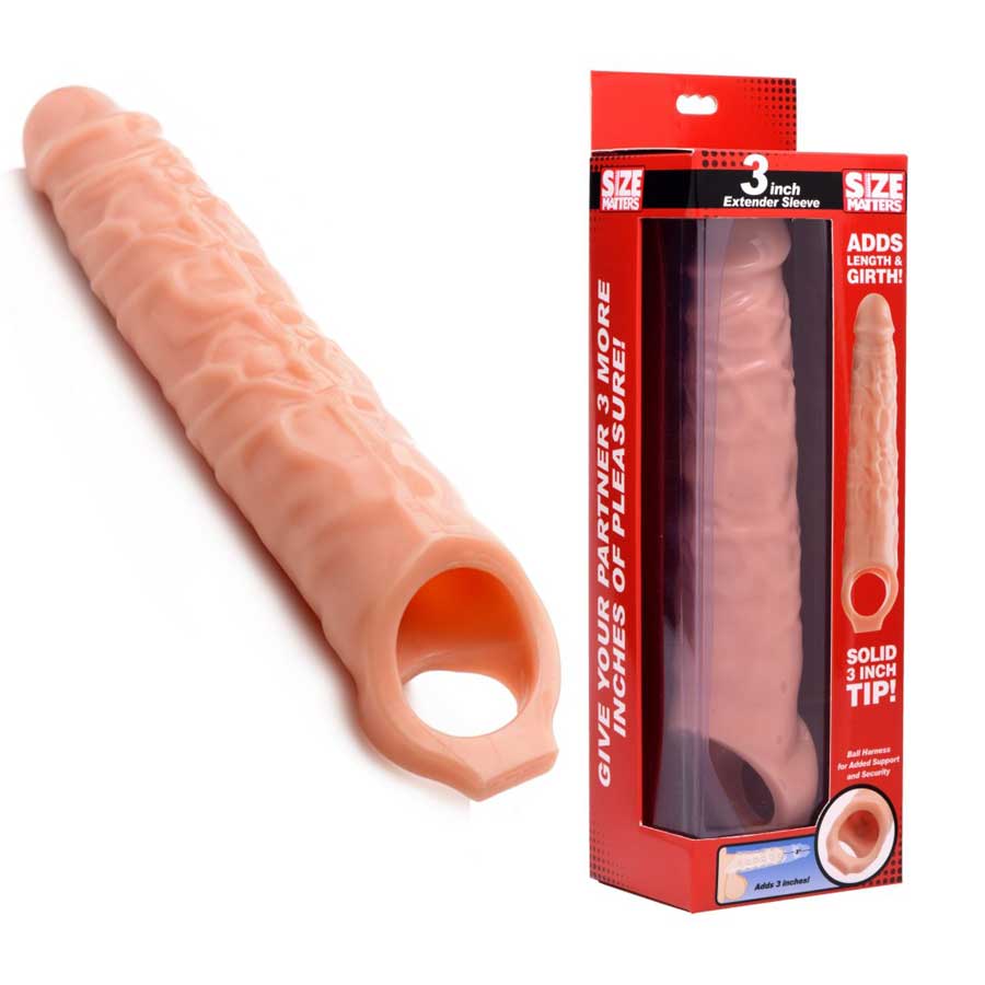 8.75 Inch Solid Tip Flesh Colored Penis Extender Sleeve by Size Matters、mySite、bottomscart