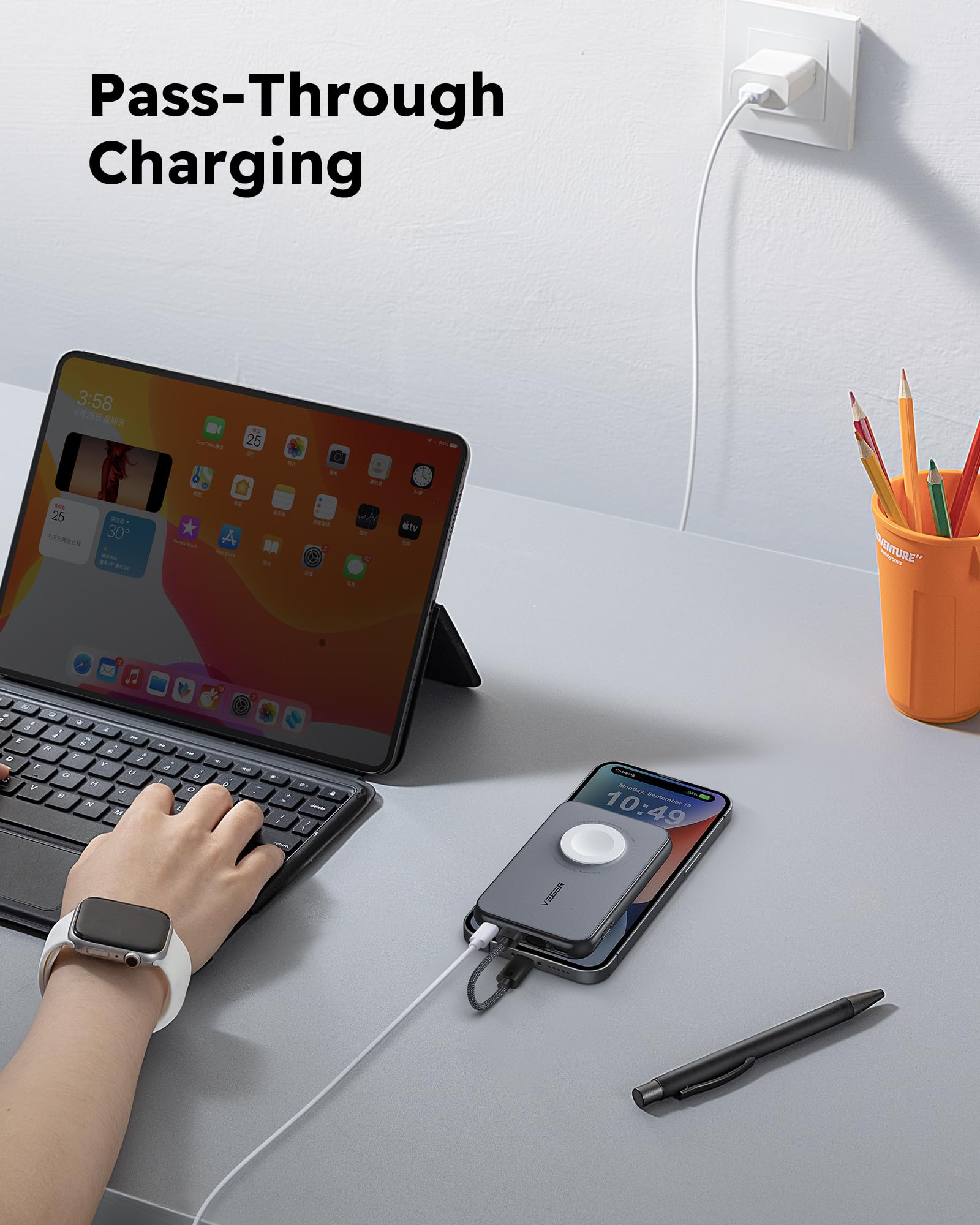 10000mAh Portable Charger with Built in Cable (Removable)、mySite、fannypackpong