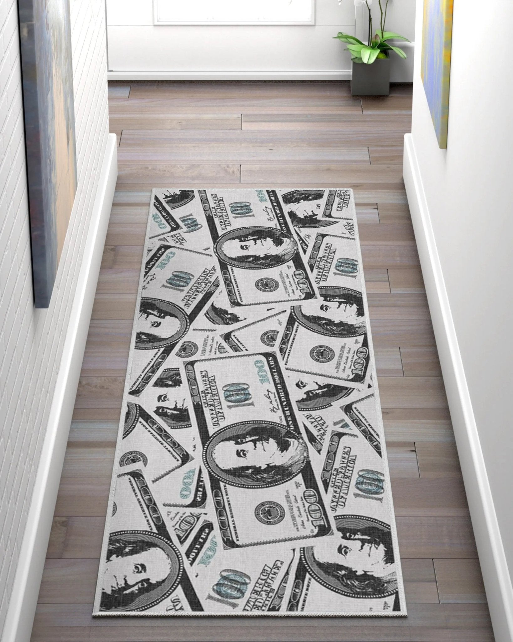 Hundred Dollar Bill Stacked Green Area Flat-Weave Rug、mySite、gigharbornorthrealestate