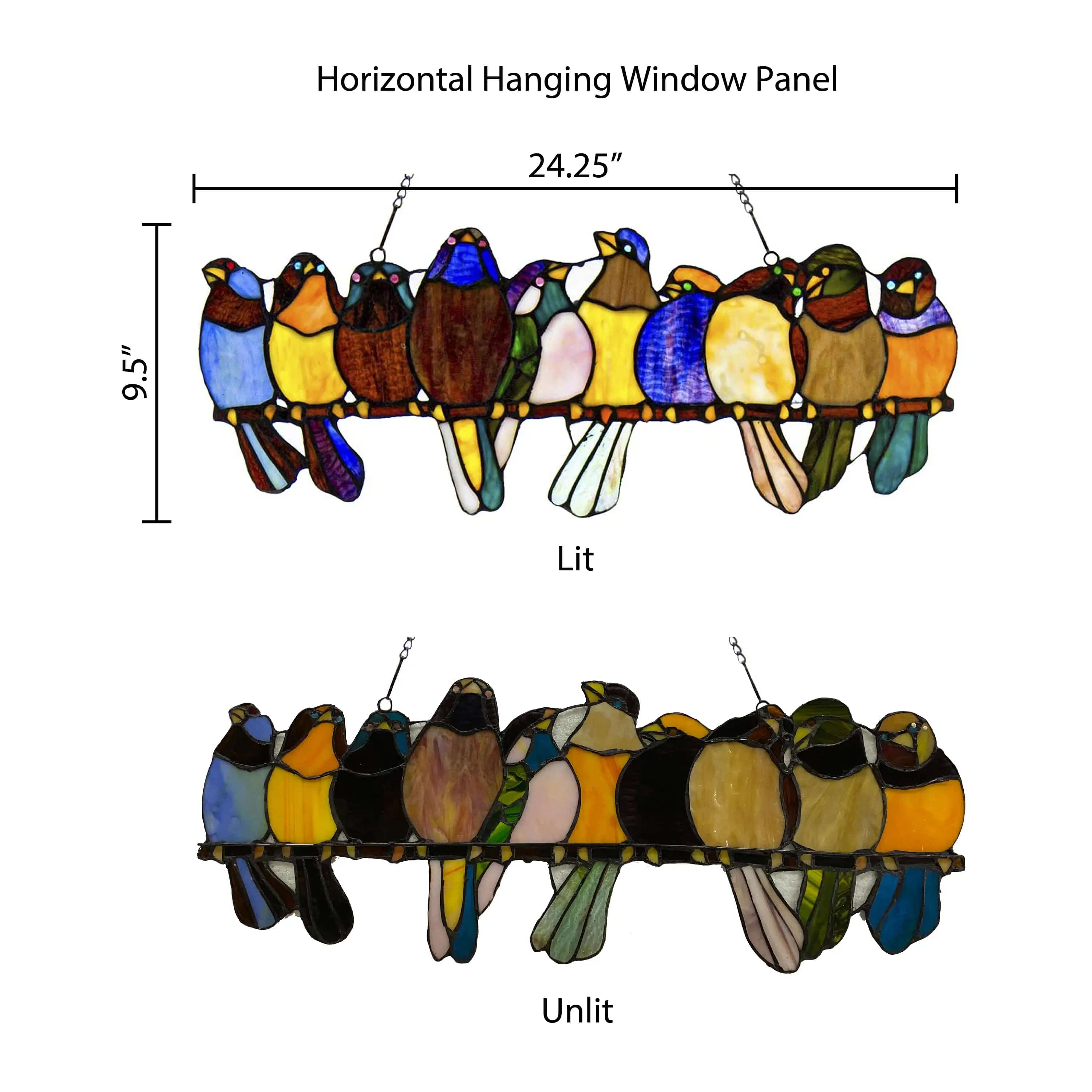 Multicolor Birds Stained Glass Window Panel、mySite、g9winljtr