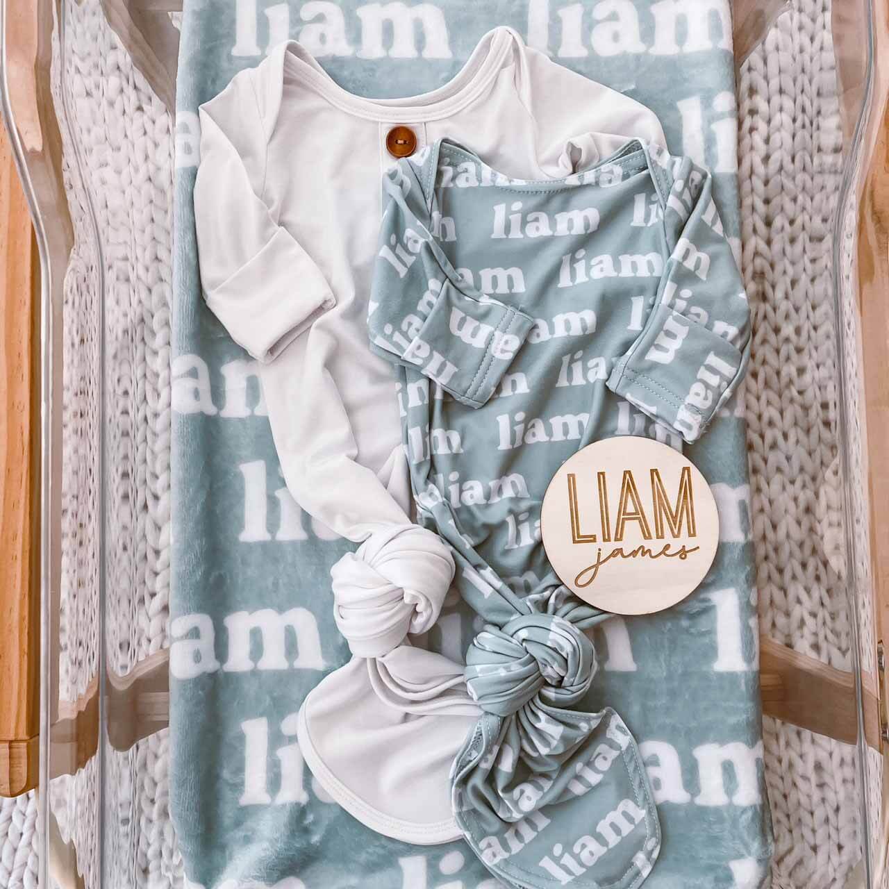  Solid Pacific Personalized Newborn Baby Knot Gown、mySite、layawaytickets