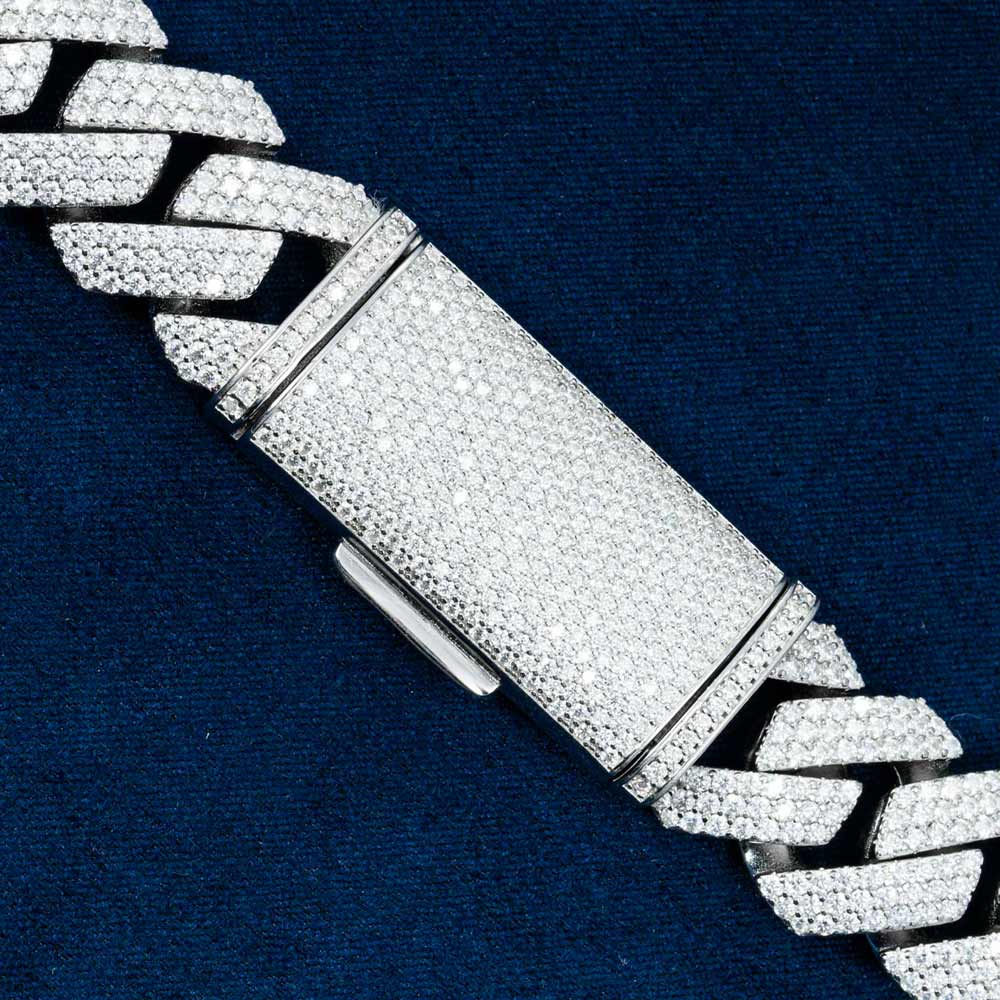 3 Row 20MM Prong Moissanite Cuban Link Chain 14K Gold、mySite、hinf8tx79