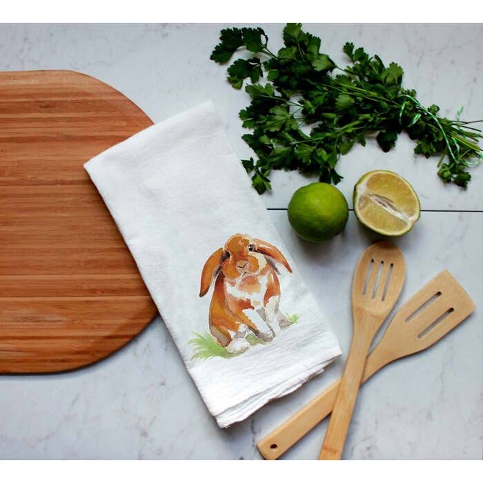 Closeout Farm Animal Watercolor Flour Sack Tea Towels-Rabbits, cows, horse, chicken、mySite、g9winljtr