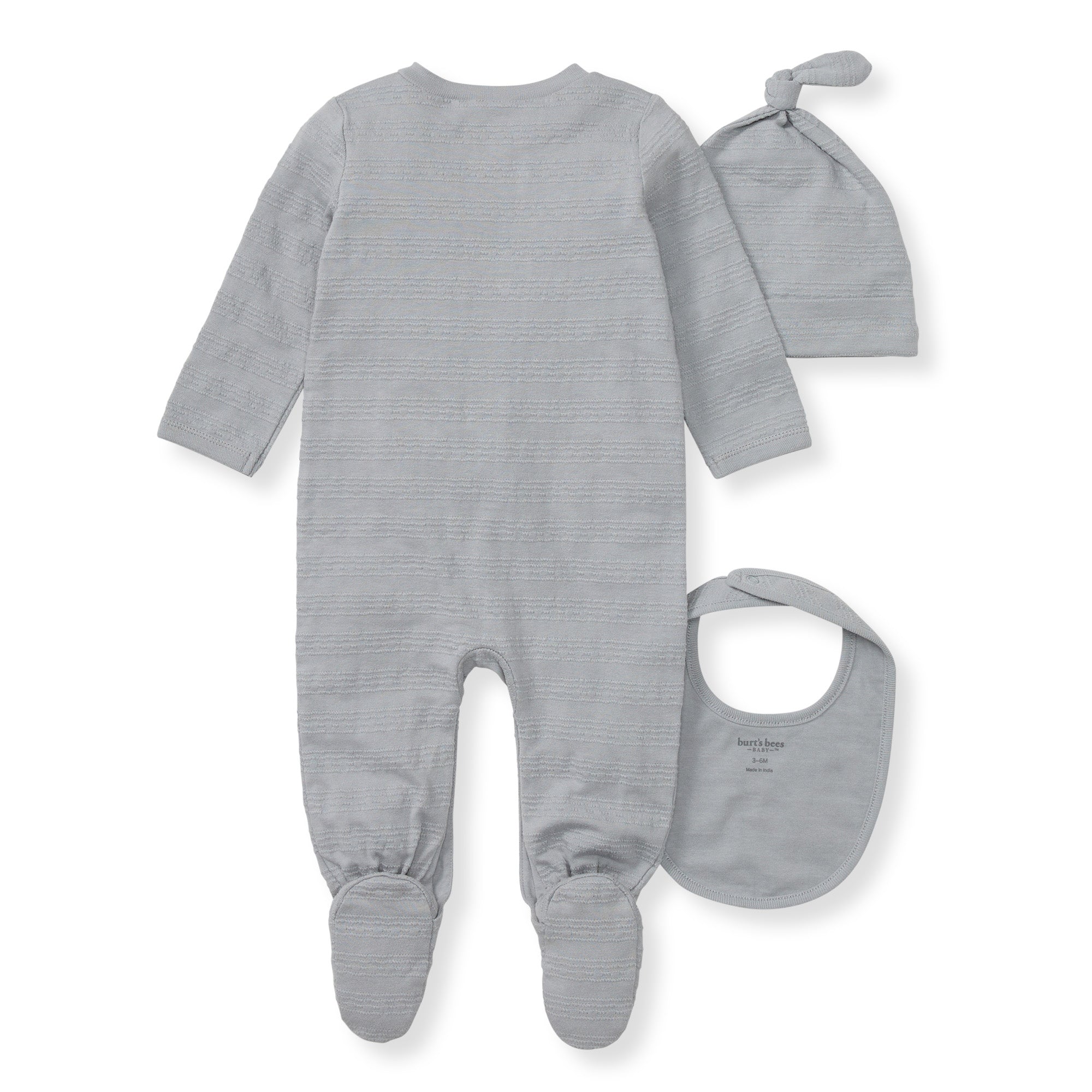 Organic Cotton Jumpsuit, Bib & Hat 3 Piece Set - Quarry、mySite、g9winljtr