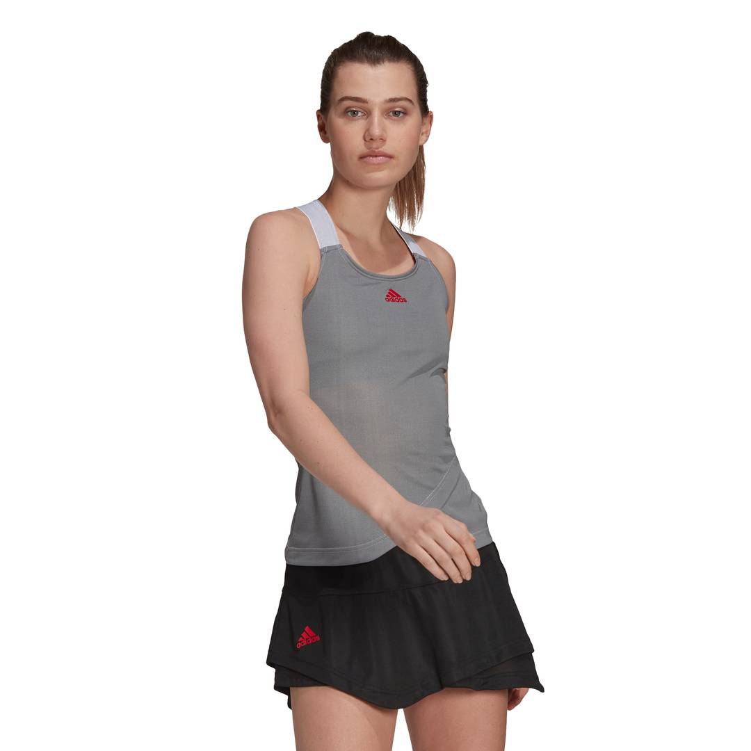 adidas Women's AeroReady Primeblue Y-Tank Top (Grey)
