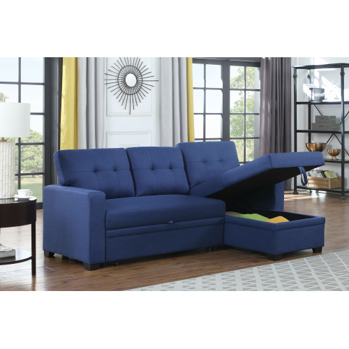 Upholstered Pull out Sectional Sofa with Chaise、、casual