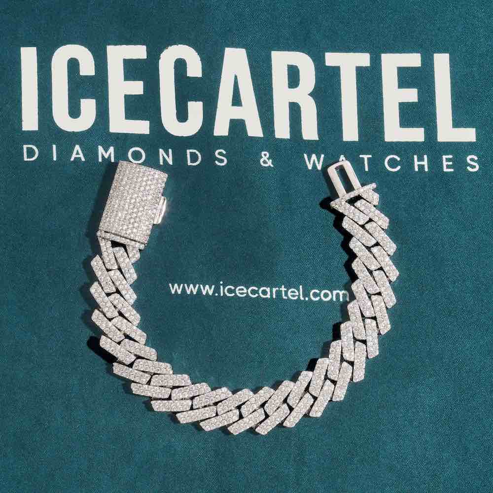 15MM 2-Row Moissanite Cuban Link Bracelet 14K Gold、mySite、hinf8tx79