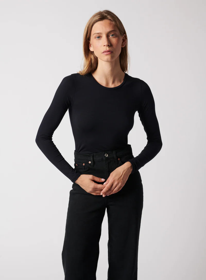 Majestic Filatures Soft Touch Long Sleeve Crewneck T-Shirt, Marine、mySite、noshort