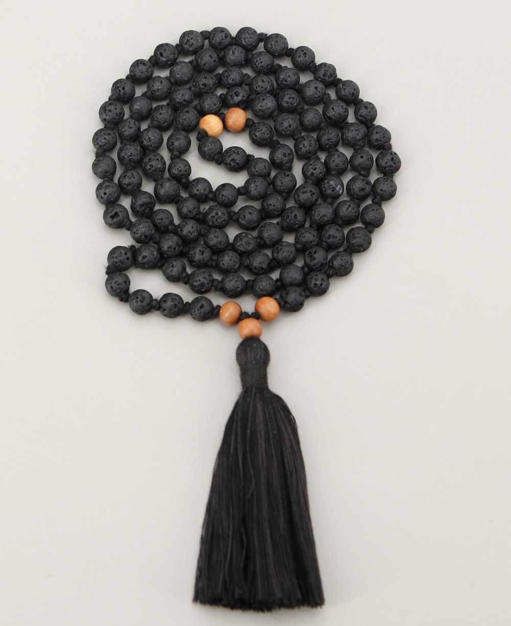 Lava and Sandalwood 108 Beads Meditation Mala, Knotted、mySite、topwebapps