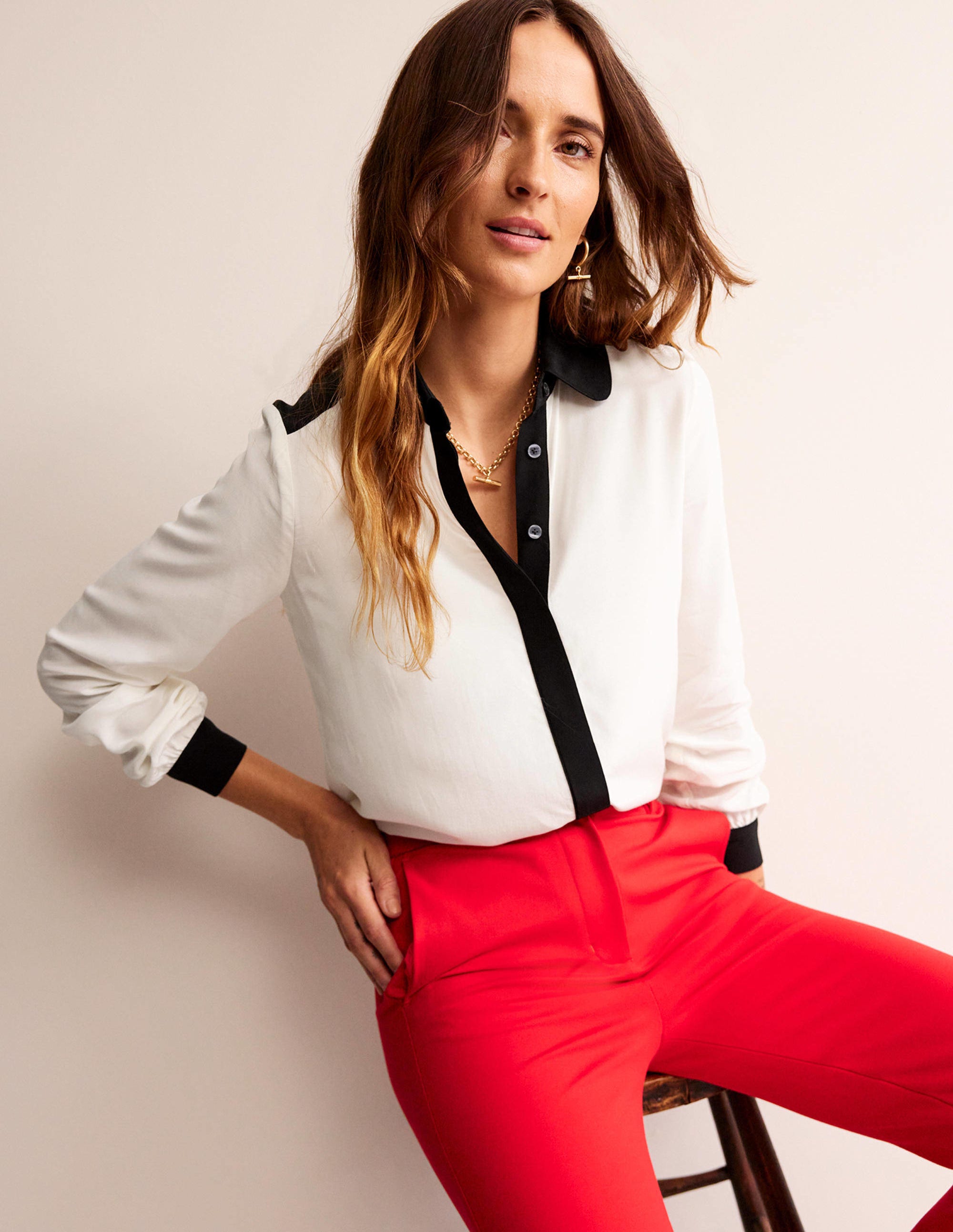  Colour Block Shirt-Ivory/Black、mySite、ashleygrahame