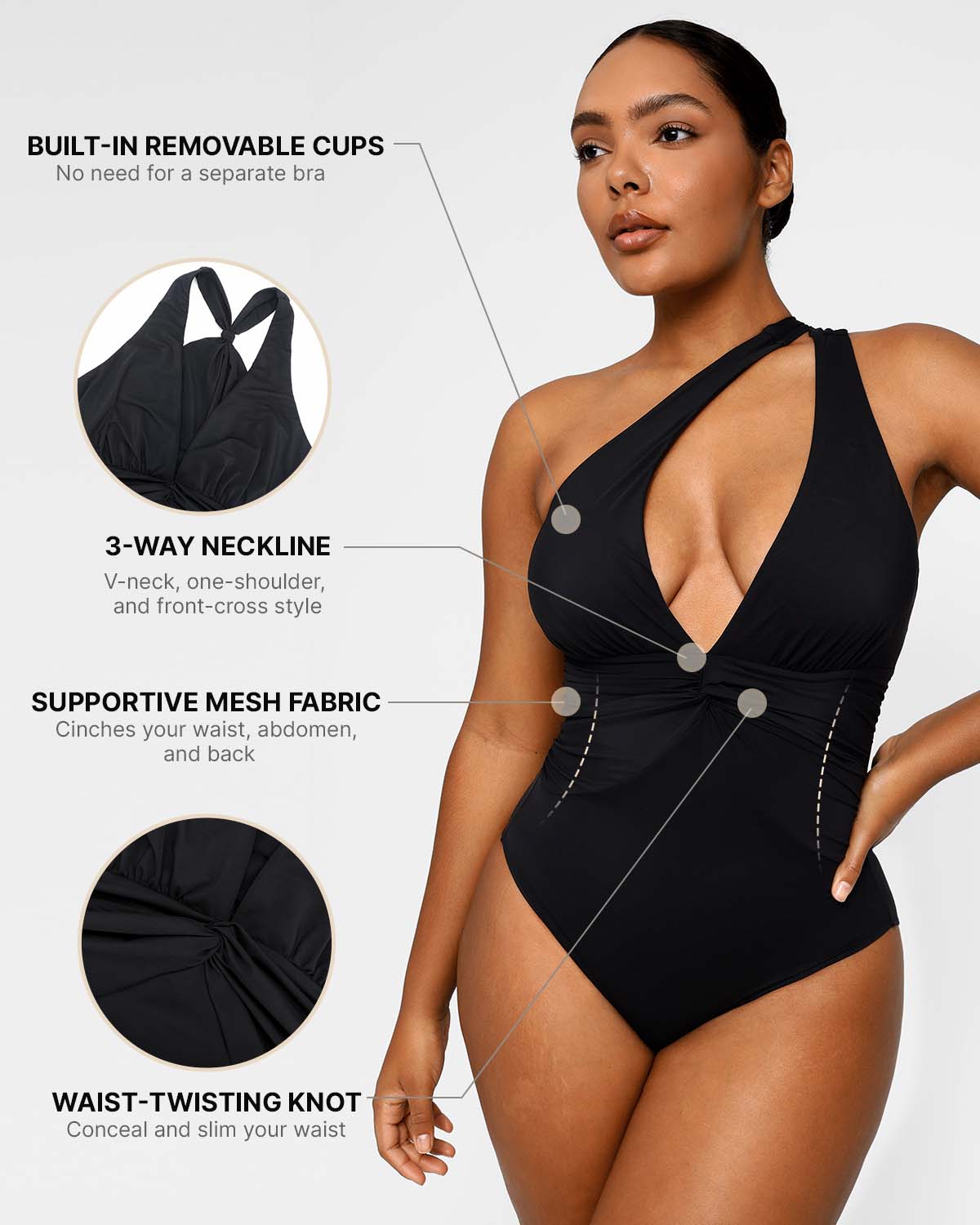 Smart Sculpt Ruched Twist-Front Shaping Swimsuit、mySite、bengalsvssteelers