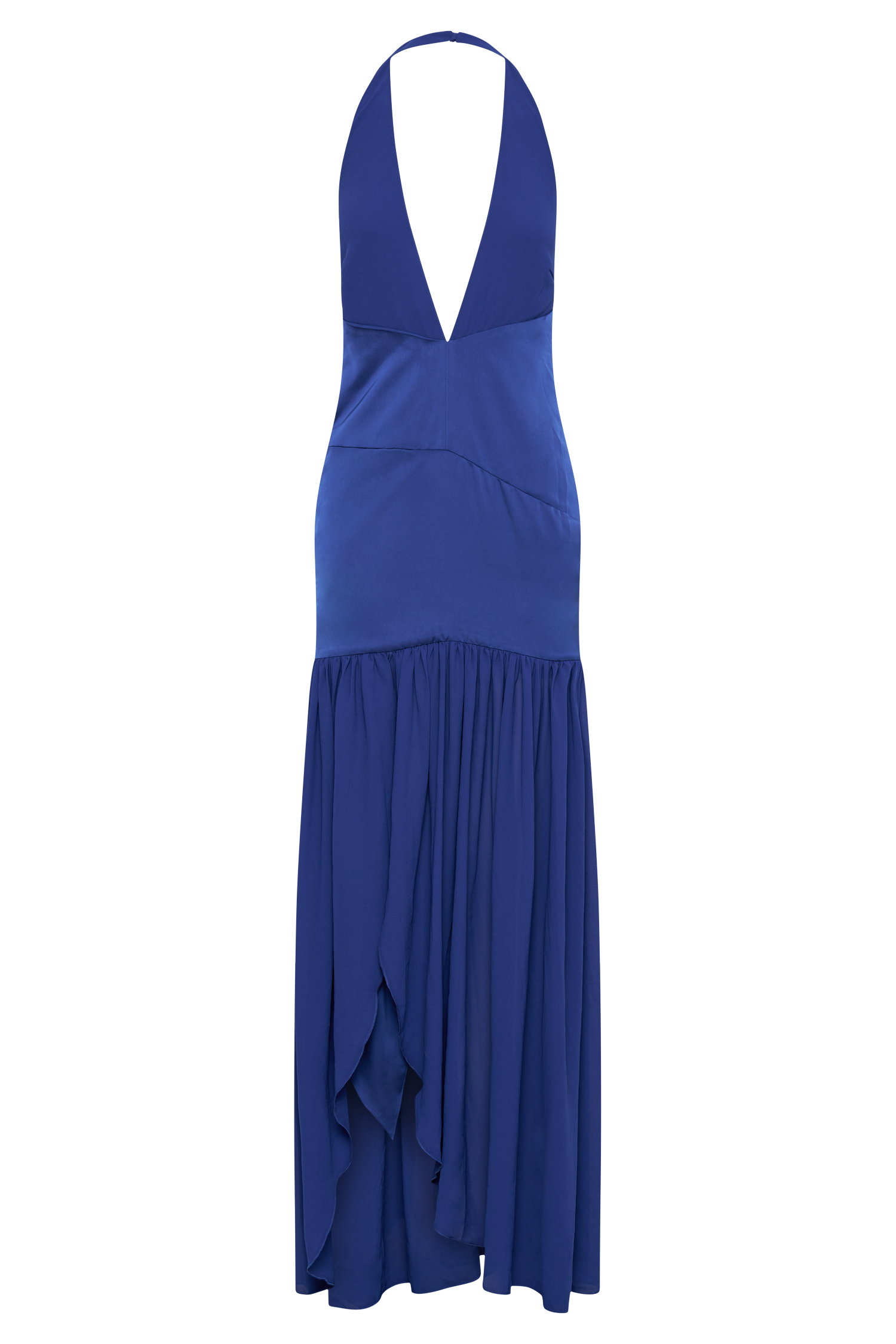 Graziana Satin Chiffon Plunge Maxi Dress - Cobalt Blue、mySite、solidvoid