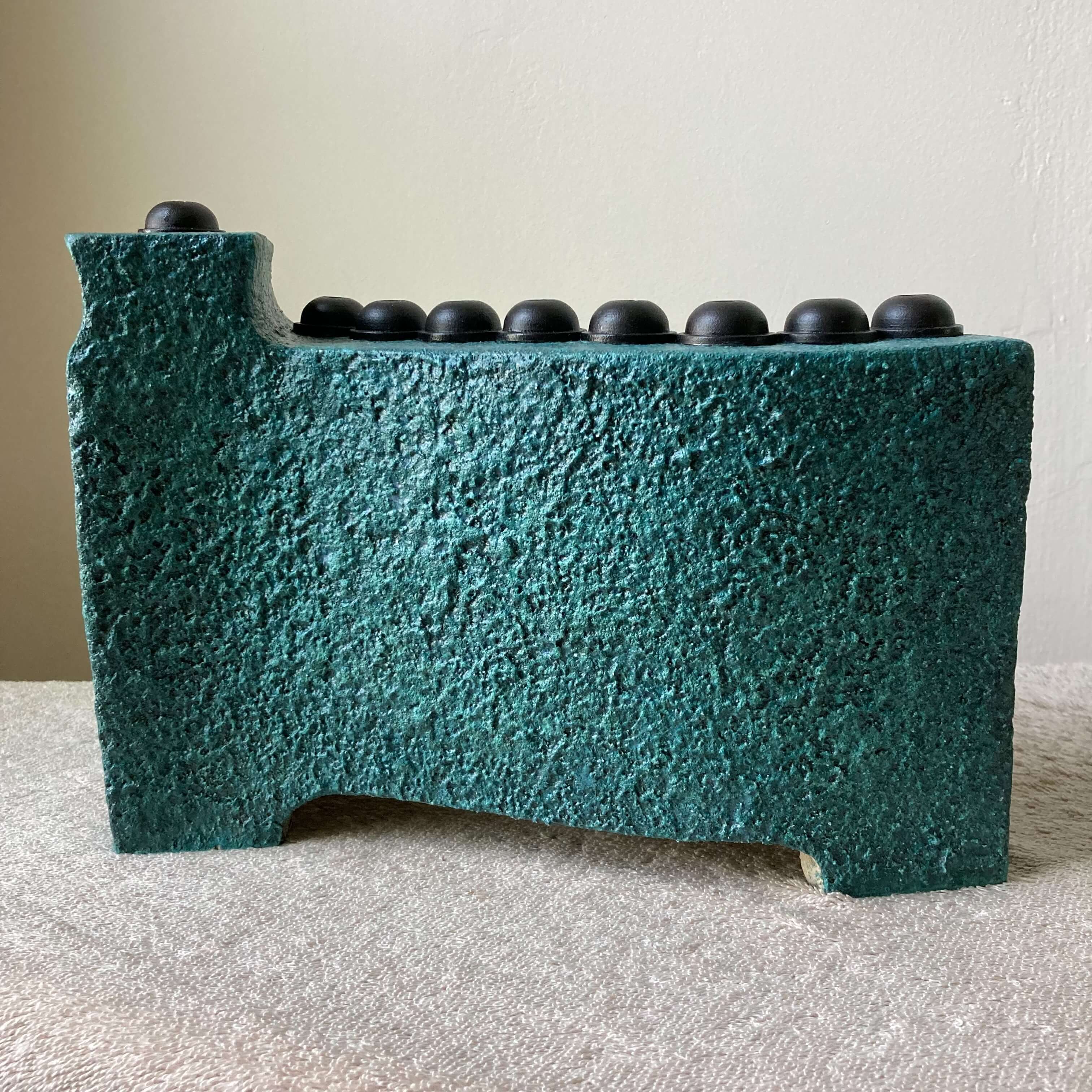 Stoneware and Wrought Iron Ceramic Menorah - Turquoise、mySite、topwebapps