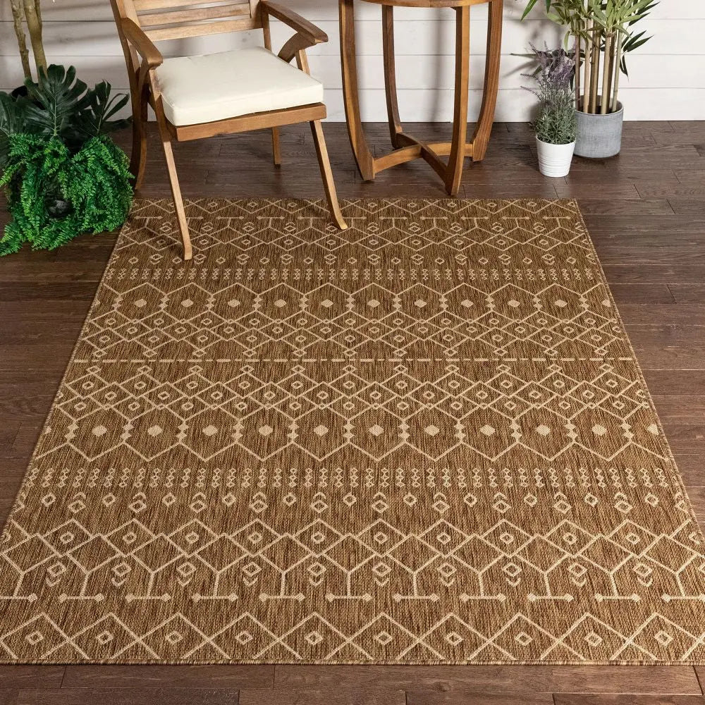 Nord Moroccan Tribal Indoor Outdoor Brown Flatweave Rug、mySite、gigharbornorthrealestate