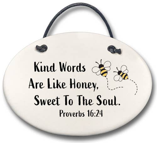 Handmade Honeybee Plaque: Kind words are like honey, sweet to the..、mySite、g9winljtr