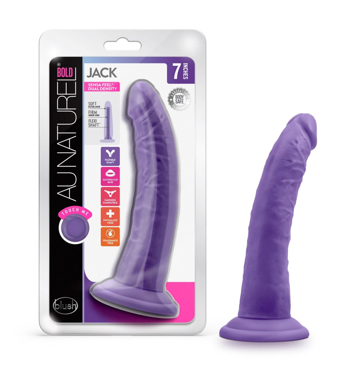 Au Naturel Bold By Blush® | Jack Realistic Purple 7.5-Inch Long Dildo With Balls & Suction Cup Base、mySite、bottomscart