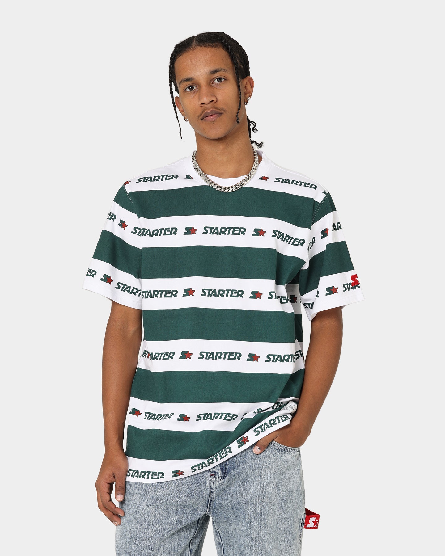 Starter LFS Stripe T-Shirt Green/White、mySite、zt4zffjzw