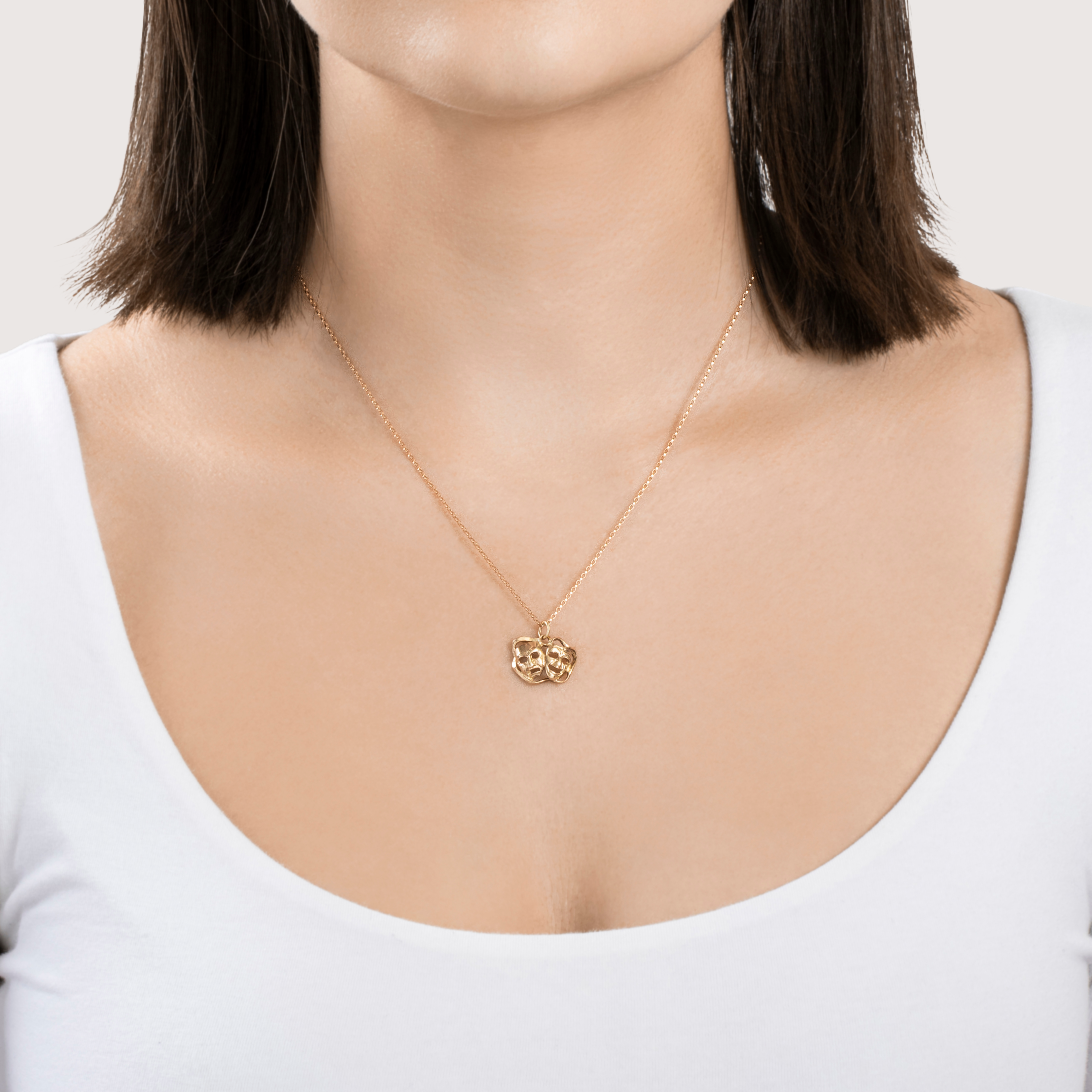 Vintage English 9k Yellow Gold Drama Masks Melpomene & Thalia Charm / Pendant、mySite、hinf8tx79