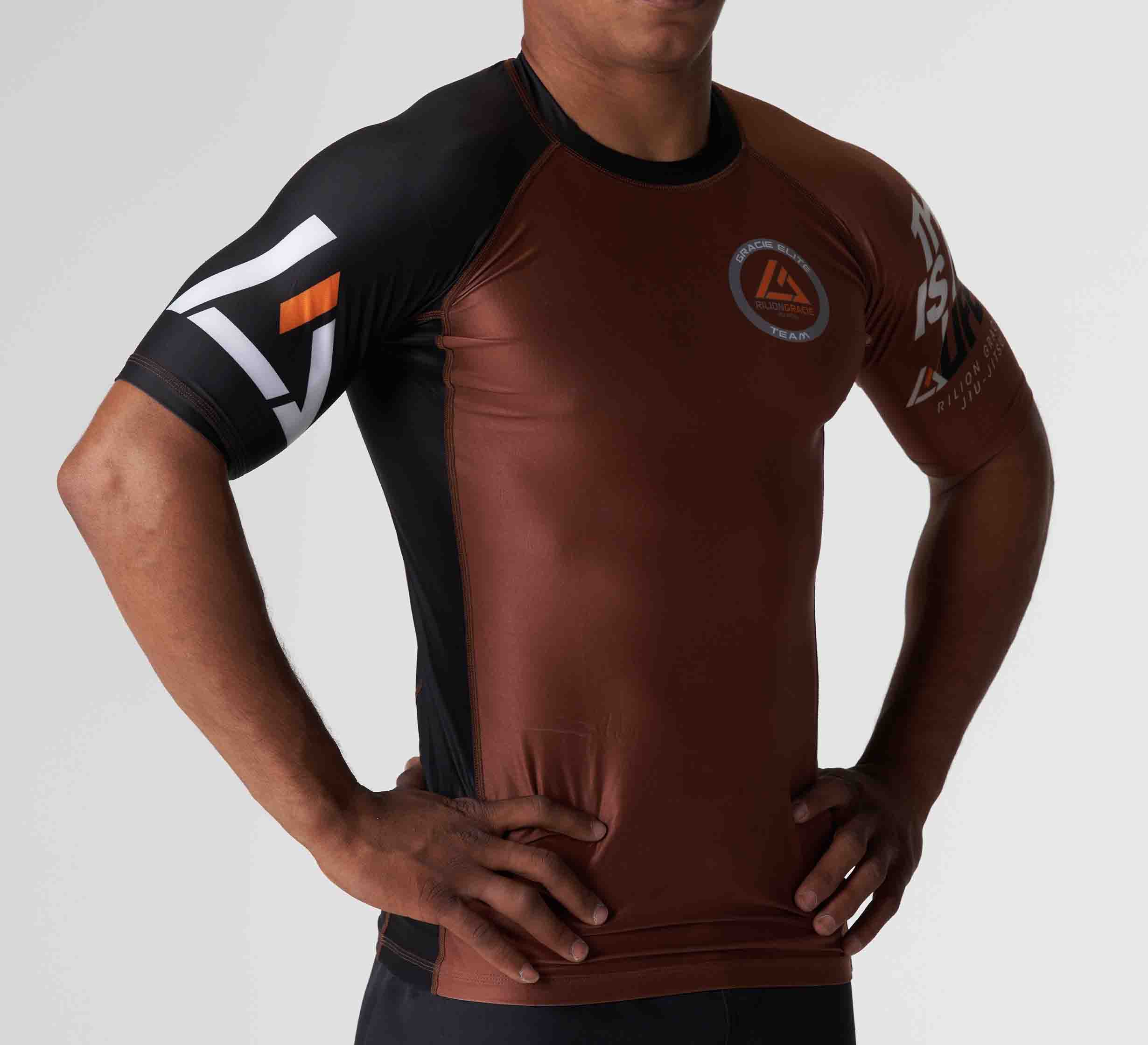 Rilion Gracie Ranked Short Sleeve Rashguard Brown、mySite、gigharbornorthrealestate
