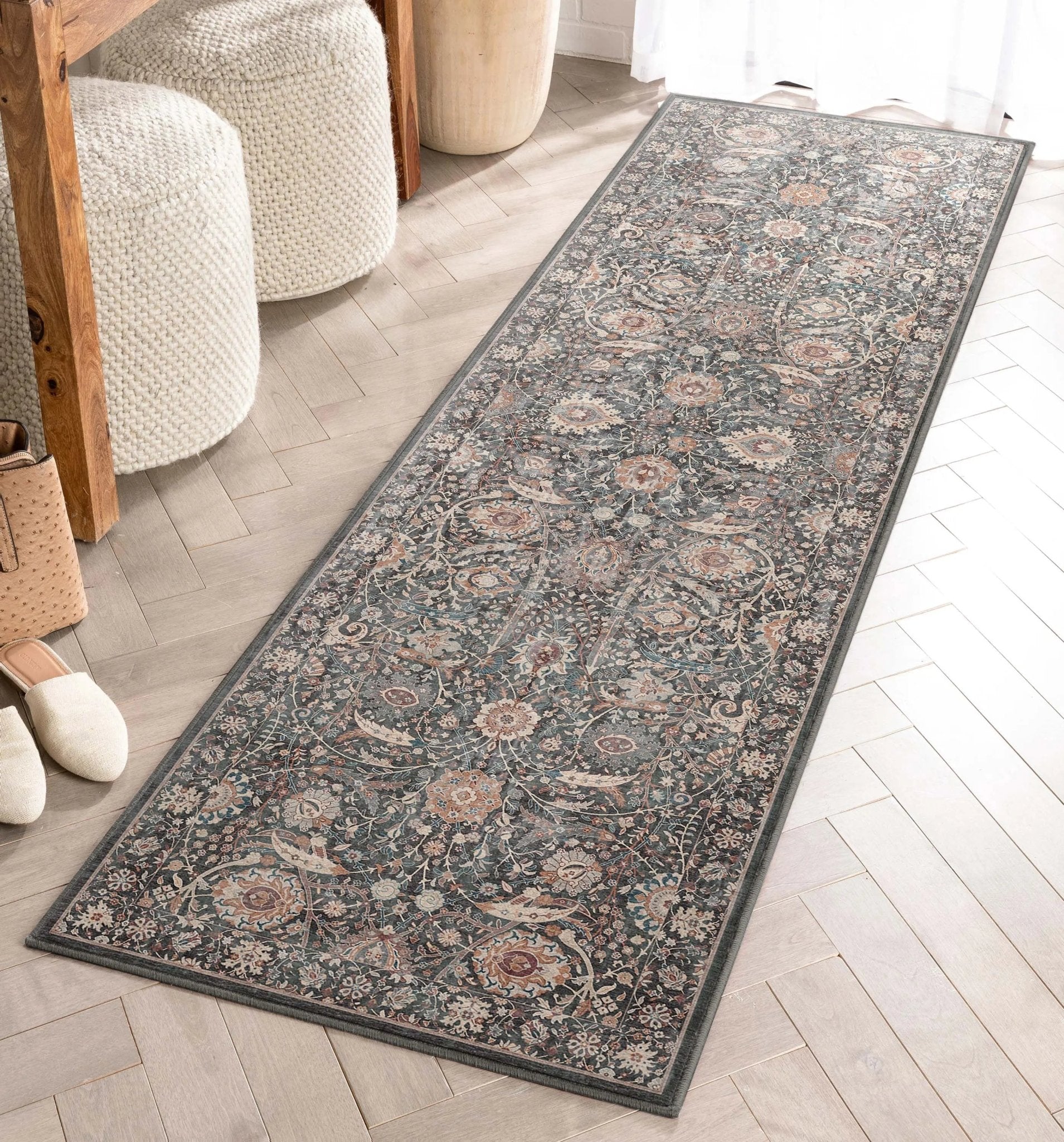 Liana Vintage Oriental Charcoal Grey Flat-Weave Rug、mySite、gigharbornorthrealestate